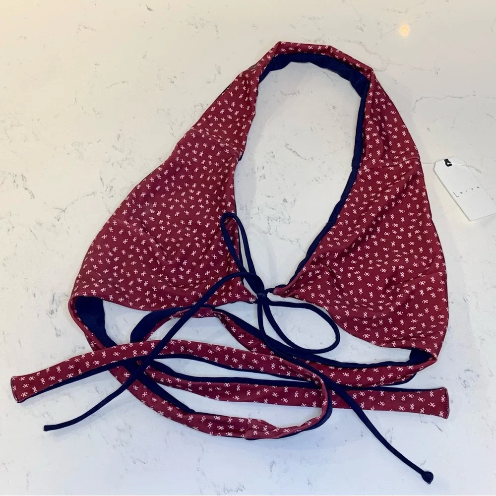 LEITH Bikini Top Wine Swim Halter Large NWT